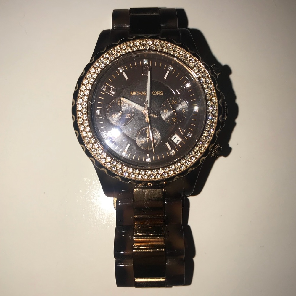 Michael Kors Tortoise and Rose Gold Watch
